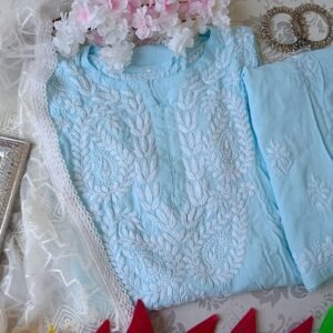 Gleaming Powder Blue Modal Chikankari Outfit