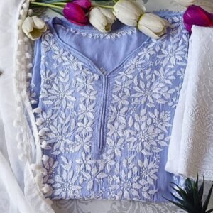 Soothing Pastel Blue Modal Chikankari Outfit