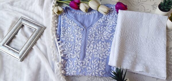 Soothing Pastel Blue Modal Chikankari Outfit