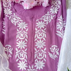 Pleasing Pastel Onion Purple Chikankari Outfit