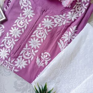 Pleasing Pastel Onion Purple Chikankari Outfit