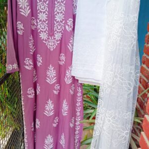 Pleasing Pastel Onion Purple Chikankari Outfit