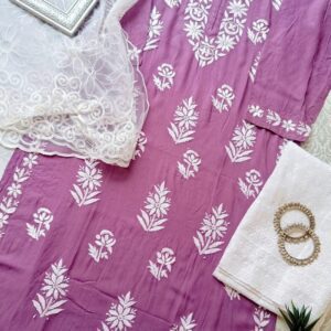 Pleasing Pastel Onion Purple Chikankari Outfit