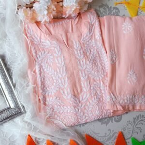 Relaxing Pastel Peach Modal Chikankari Outfit