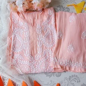 Relaxing Pastel Peach Modal Chikankari Outfit