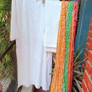 Eyecatching White Multi Beautiful Chikankari Outfit