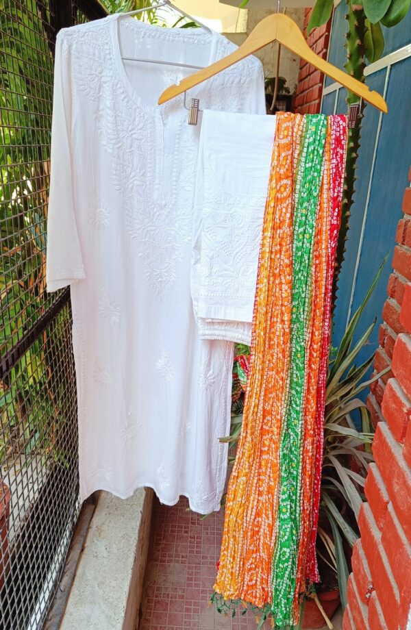 Eyecatching White Multi Beautiful Chikankari Outfit