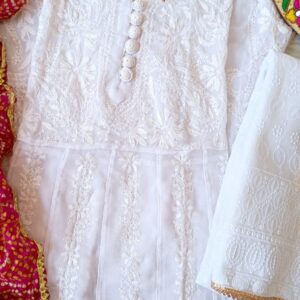 Arresting White Multicolor Royal Chikankari Outfit