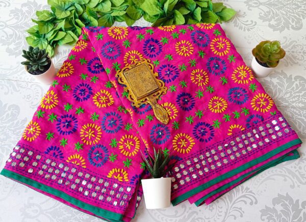 Gorgeous Pink Multicolor Phulkari Dupatta