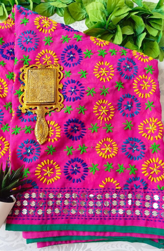 Gorgeous Pink Multicolor Phulkari Dupatta