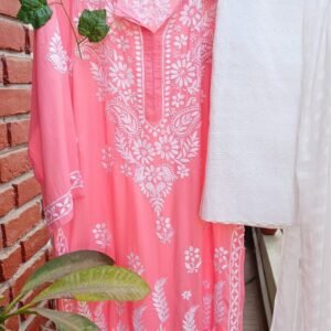 Enchanting Salmon Pink Chikankari Outfit