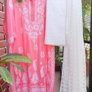 Enchanting Salmon Pink Chikankari Outfit