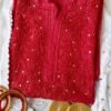 Breathtaking Cherry Red Chanderi Chikankari Outfit