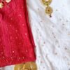 Breathtaking Cherry Red Chanderi Chikankari Outfit