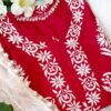 Majestic Crimson Red Modal Chikankari Outfit