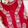 Majestic Crimson Red Modal Chikankari Outfit