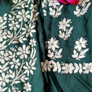 Majestic Olive Green Modal Chikankari Outfit