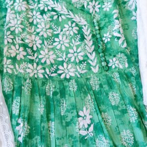 Outstanding Block Print Pastel Green Chikankari Anarkali Outfit