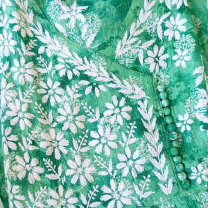 Outstanding Block Print Pastel Green Chikankari Anarkali Outfit