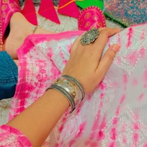 Dazzling Pink Kota Cotton Leheria Chikankari Outfit