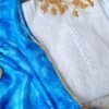 Marvellous White Blue Leheria Chikankari Outfit
