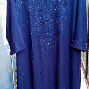 Flawless Navy Blue Mukaish Chikankari Outfit