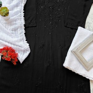 Splendid Black Mukaish Chikankari Outfit