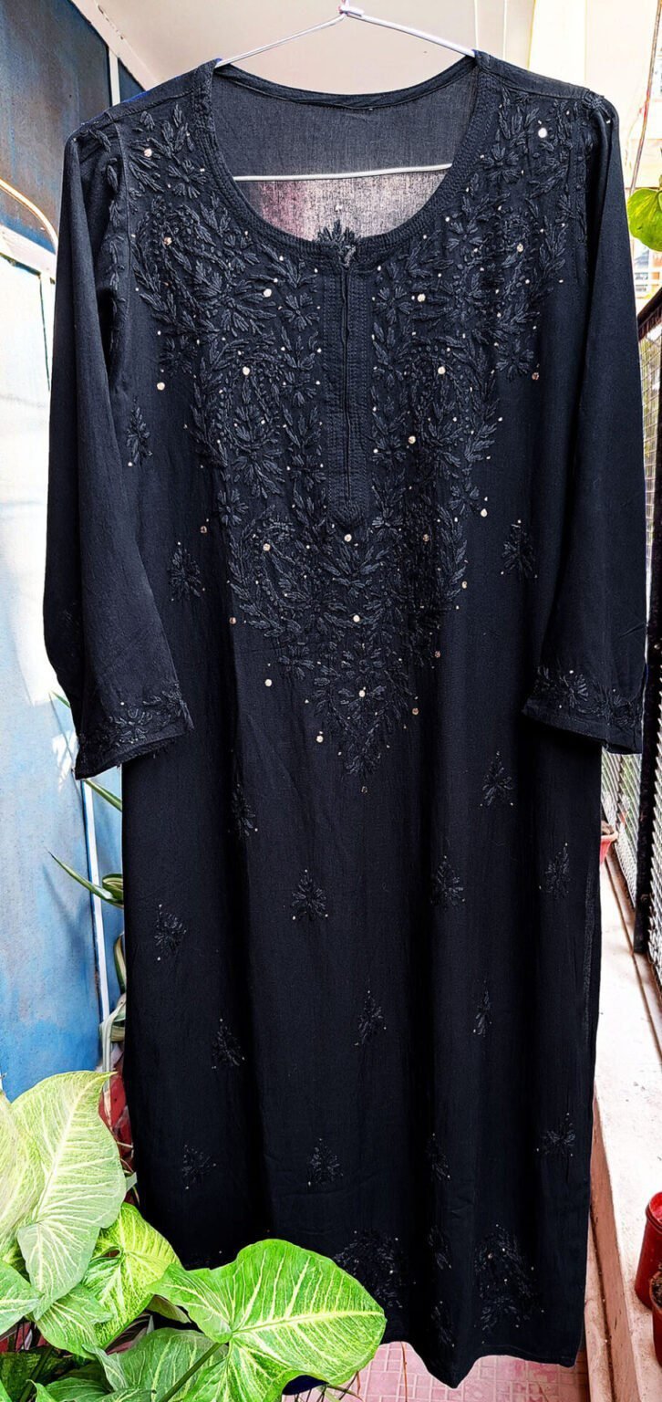 Splendid Black Mukaish Chikankari Outfit