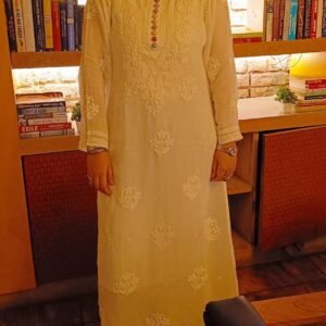 Heavenly Pearl White Pure Viscose Georgette Chikankari Outfit