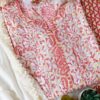 Regal Coral Red Chanderi Cotton Chikankari Outfit