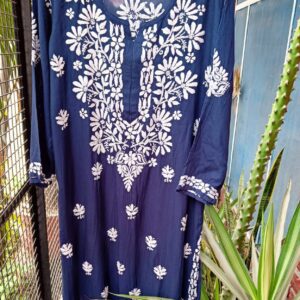 Exquisite Navy Blue Modal Chikankari Outfit