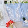 Comforting Powder Blue Modal Chikankari Outfit