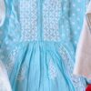 Comforting Pastel Turquoise Blue Modal Chikankari Anarkali Outfit