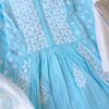 Comforting Pastel Turquoise Blue Modal Chikankari Anarkali Outfit