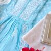 Comforting Pastel Turquoise Blue Modal Chikankari Anarkali Outfit