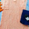 Summer Cool Peach Chikankari Kurta With Blue Denim Pants