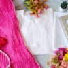 Summer Cool Kota White Pink Leheria Chikankari Outfit