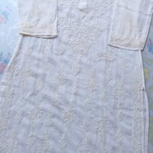 Summer Cool Kota White Pink Leheria Chikankari Outfit