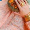 Enchanting Peach Chikankari Kurta With Blue Denim Pants