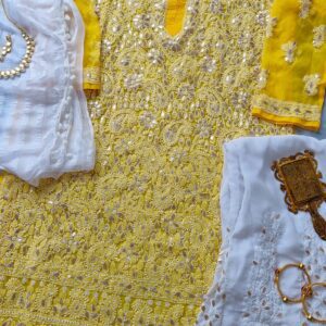 Radiant Haldi Perfect Georgette Chikankari Outfit
