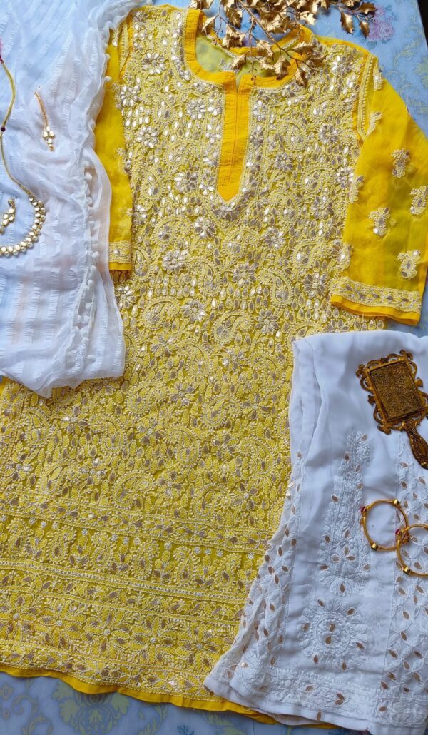 Radiant Haldi Perfect Georgette Chikankari Outfit