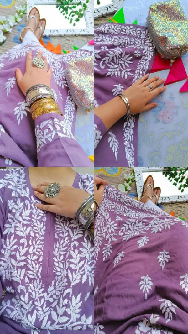 Astonishing Pastel Onion Purple Chikankari Outfit