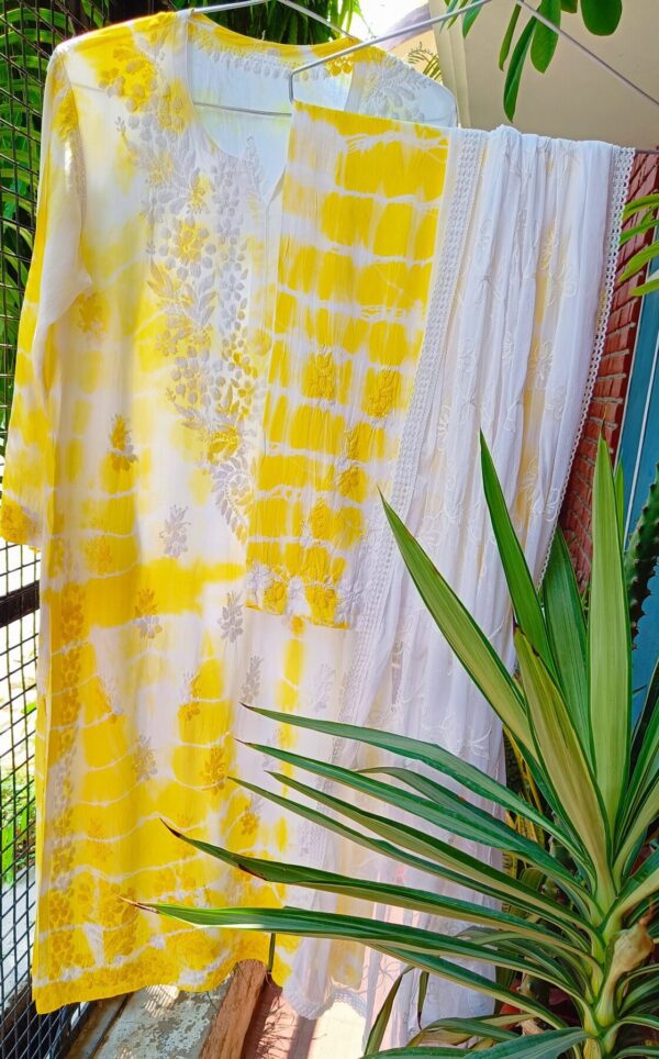 Beaming Yellow White Modal Chikankari Outfit