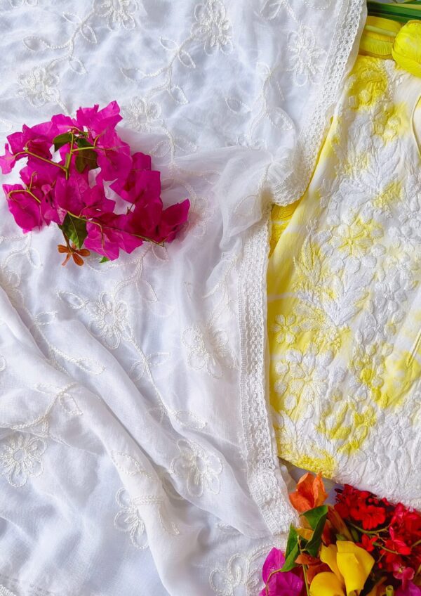 Beaming Yellow White Modal Chikankari Outfit