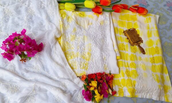 Beaming Yellow White Modal Chikankari Outfit