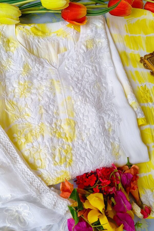 Beaming Yellow White Modal Chikankari Outfit