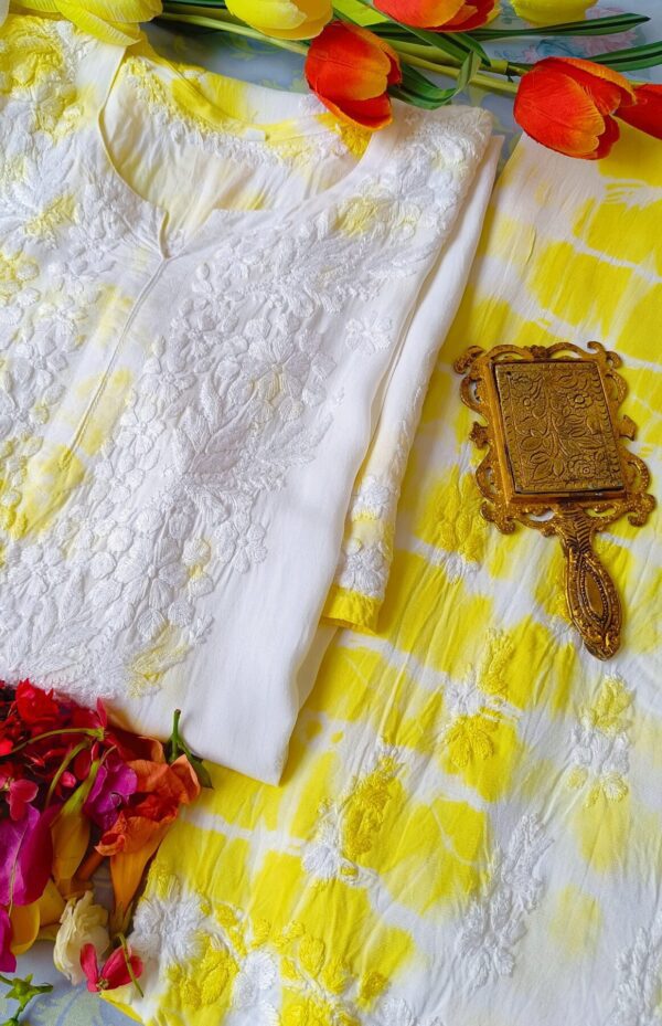 Beaming Yellow White Modal Chikankari Outfit