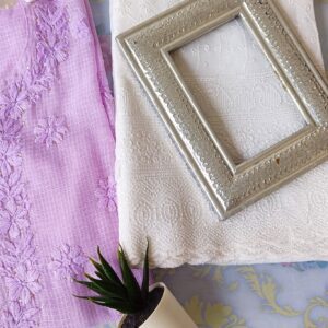 Refreshing Lavender Kota Mukaish Chikankari Outfit