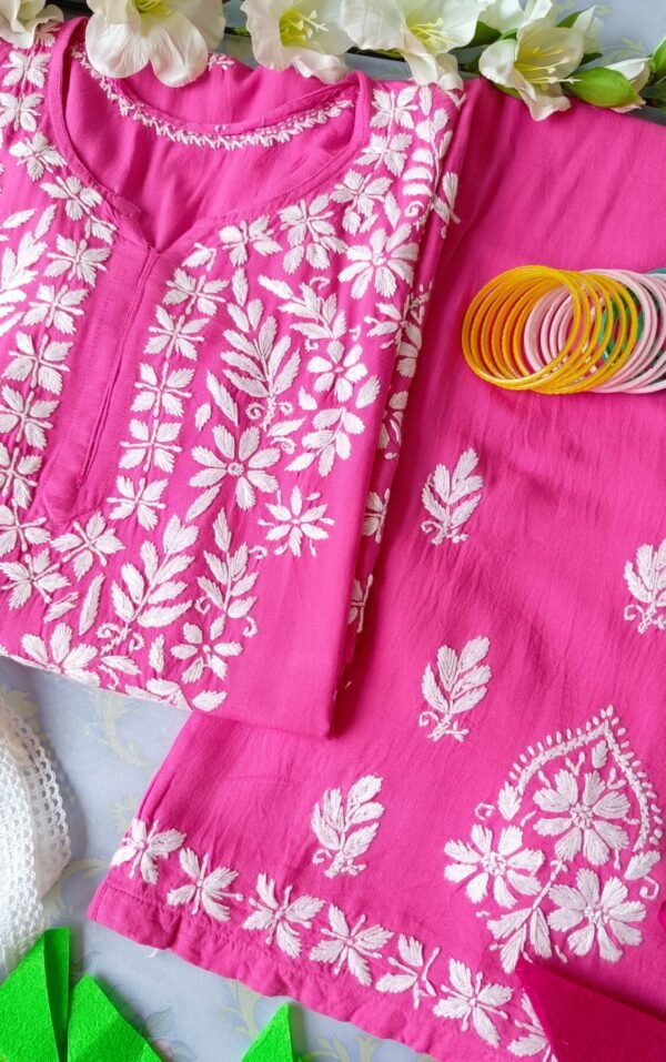 Dazzling French Pink Modal Chikankari Outfit