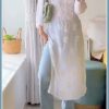 Sophisticated White Modal Chikankari Kurta With Blue Denim Pants